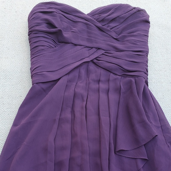 Short Purple Crinkle Chiffon Dress Front Cascade - Picture 7 of 9